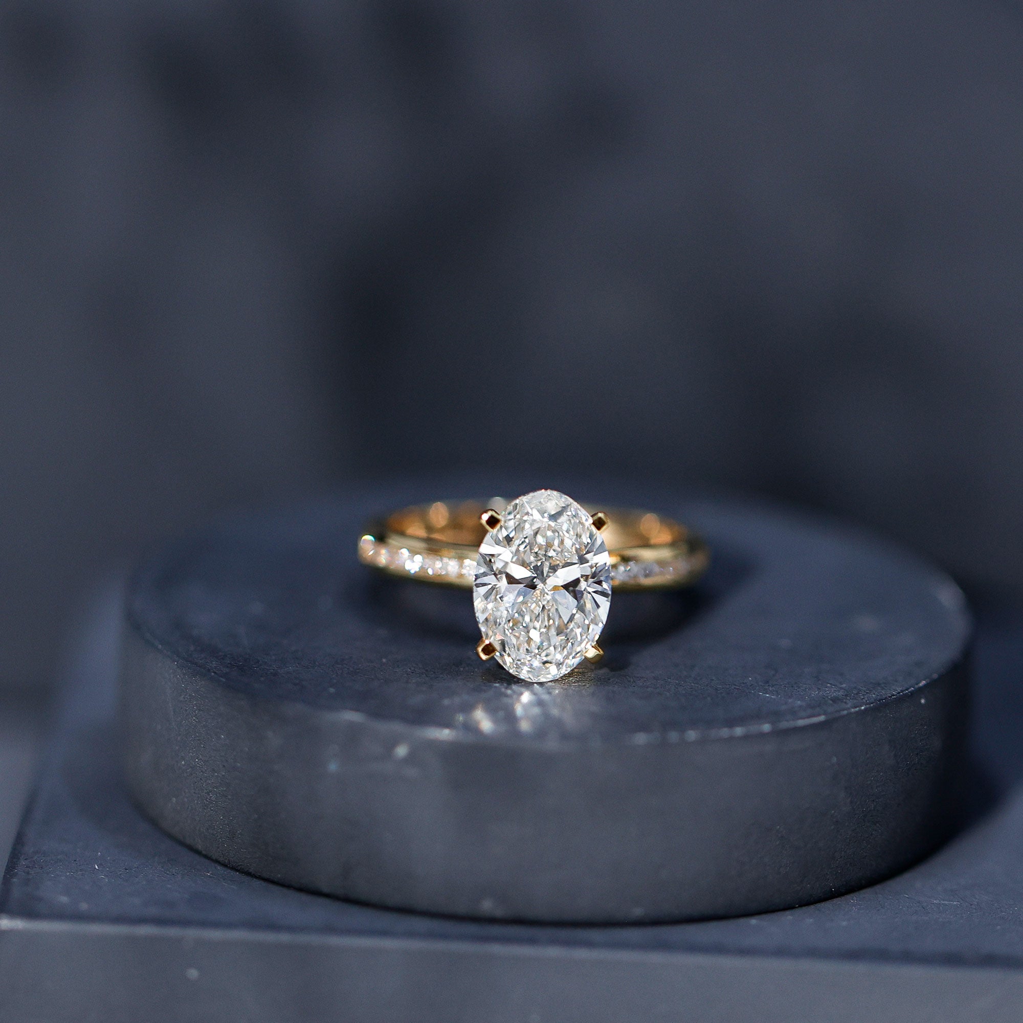 IGI Certified 3 Carat Lab Grown Diamond Oval Engagement Ring for Women Lab - ( E-VS1 ) - Rosec Jewels