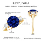 Brilliant Cut 4.5 Carat Lab Grown Blue Sapphire and Diamond Statement Engagement Ring AAAA - Rosec Jewels