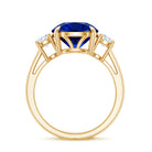 Brilliant Cut 4.5 Carat Lab Grown Blue Sapphire and Diamond Statement Engagement Ring AAAA - Rosec Jewels