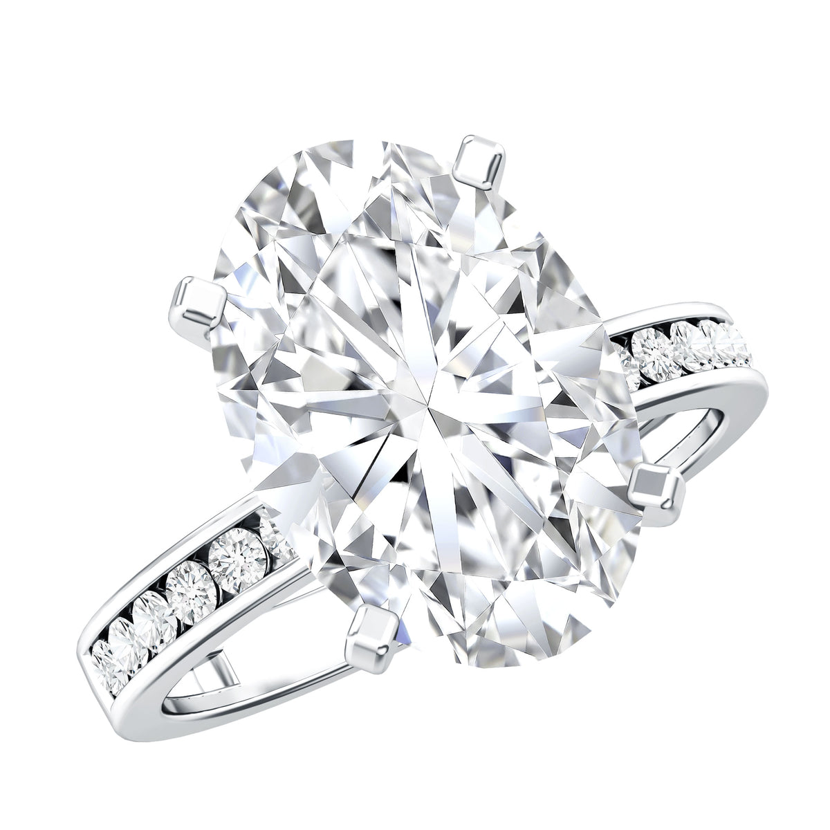 4 Carat Oval Shaped Lab Grown Diamond Huge Engagement Ring with IGI Certificate Lab - ( E-VS1 ) - Rosec Jewels