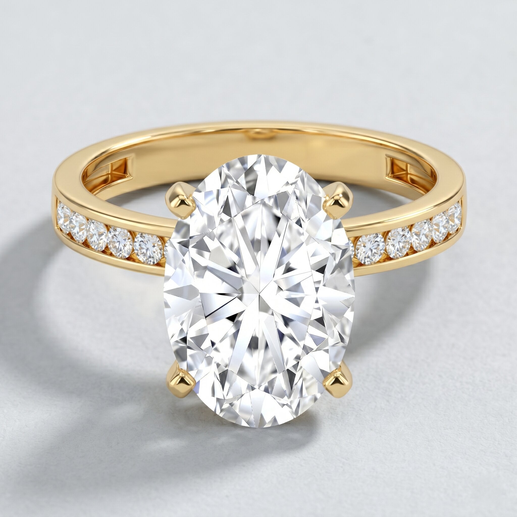 4 Carat Oval Shaped Lab Grown Diamond Huge Engagement Ring with IGI Certificate Lab - ( E-VS1 ) - Rosec Jewels