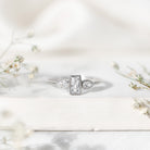 Rosec Jewels-Baguette and Pear Cut Lab Created Diamond Three Stone Engagement Ring