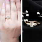 Rosec Jewels-Baguette and Pear Cut Lab Created Diamond Three Stone Engagement Ring