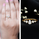 Graduated Style Pear and Round Lab Grown Diamond Engagement Ring Lab - ( EF-VS ) - Rosec Jewels