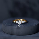 Graduated Style Pear and Round Lab Grown Diamond Engagement Ring Lab - ( EF-VS ) - Rosec Jewels