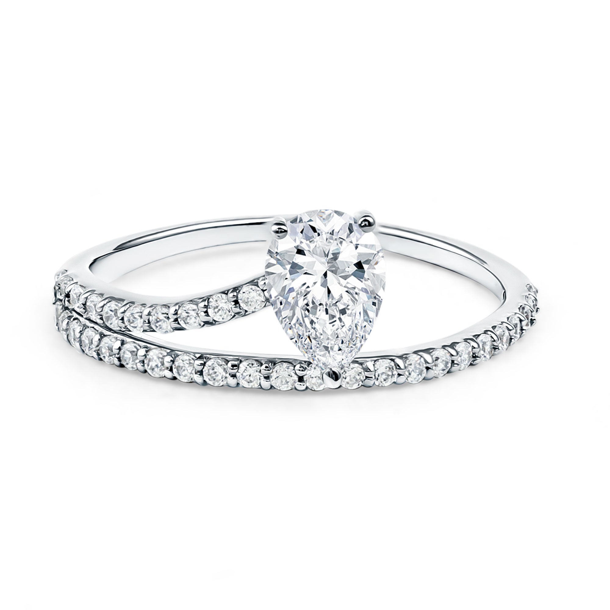 Rosec Jewels-Solitaire 0.6 Carat Pear Shape Lab Grown Diamond Designer Engagement Ring