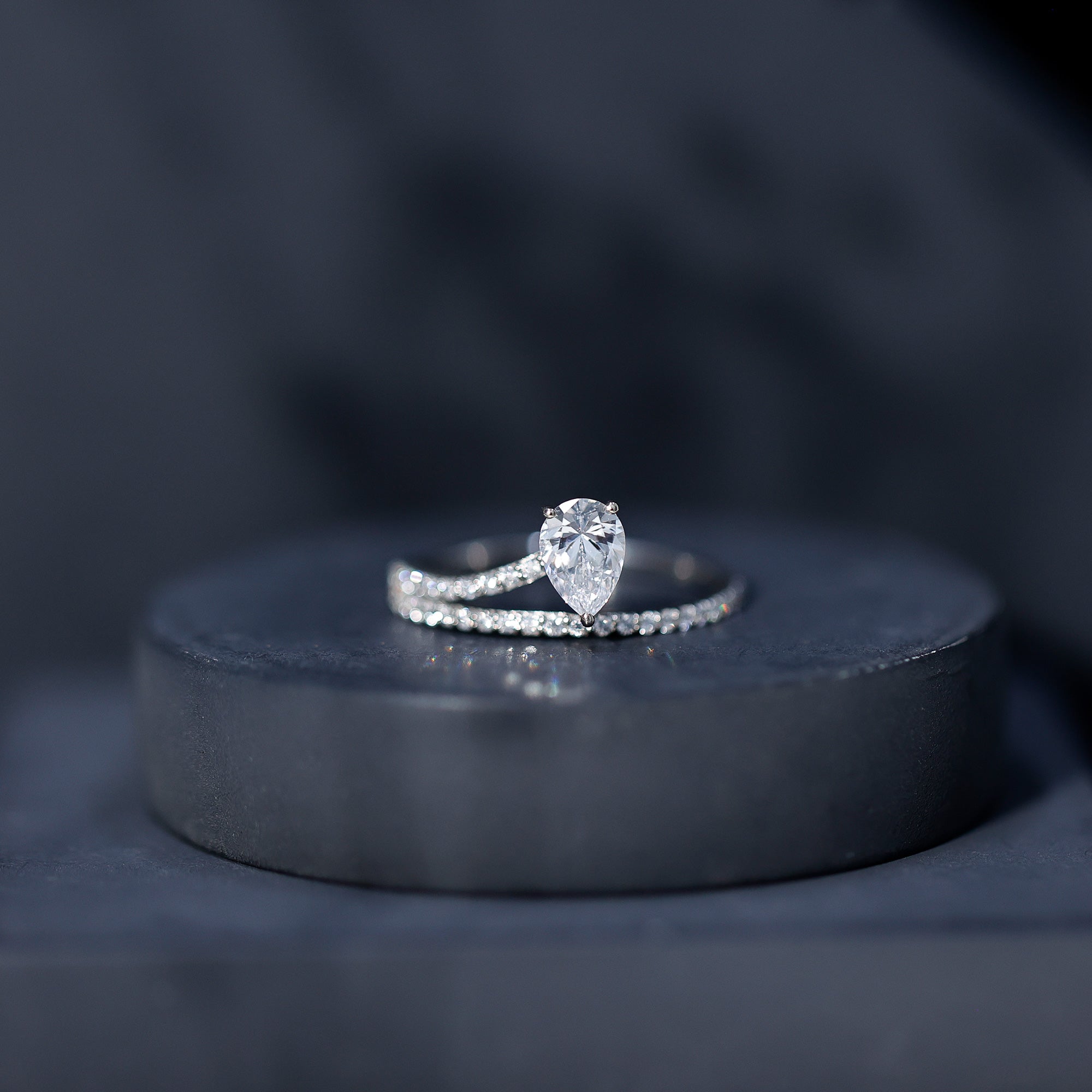 Rosec Jewels-Solitaire 0.6 Carat Pear Shape Lab Grown Diamond Designer Engagement Ring