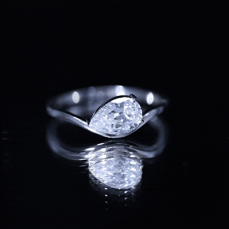 Rosec Jewels-1.3 Carat Pear Shaped Lab Grown Diamond Solitaire Engagement Ring