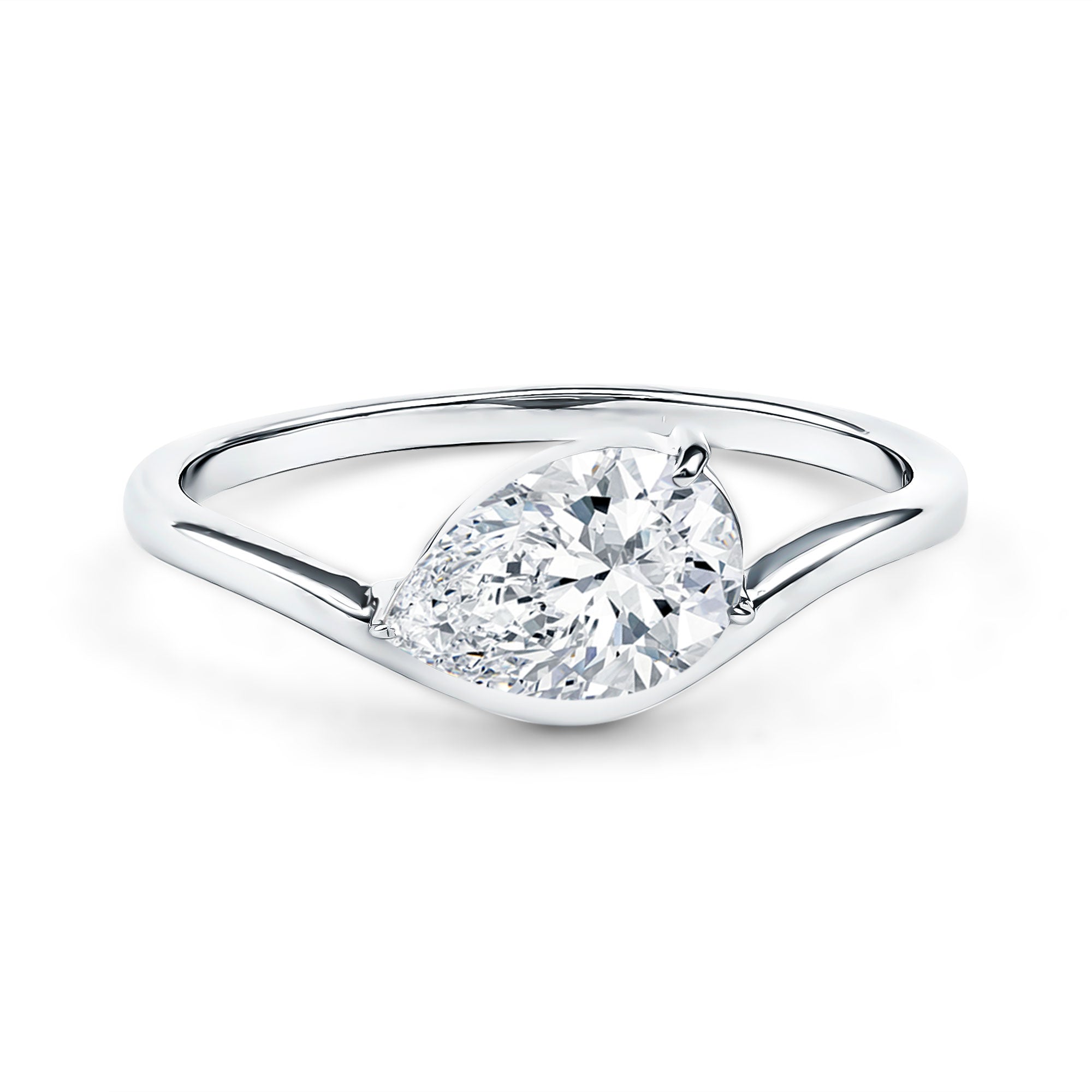 Rosec Jewels-1.3 Carat Pear Shaped Lab Grown Diamond Solitaire Engagement Ring