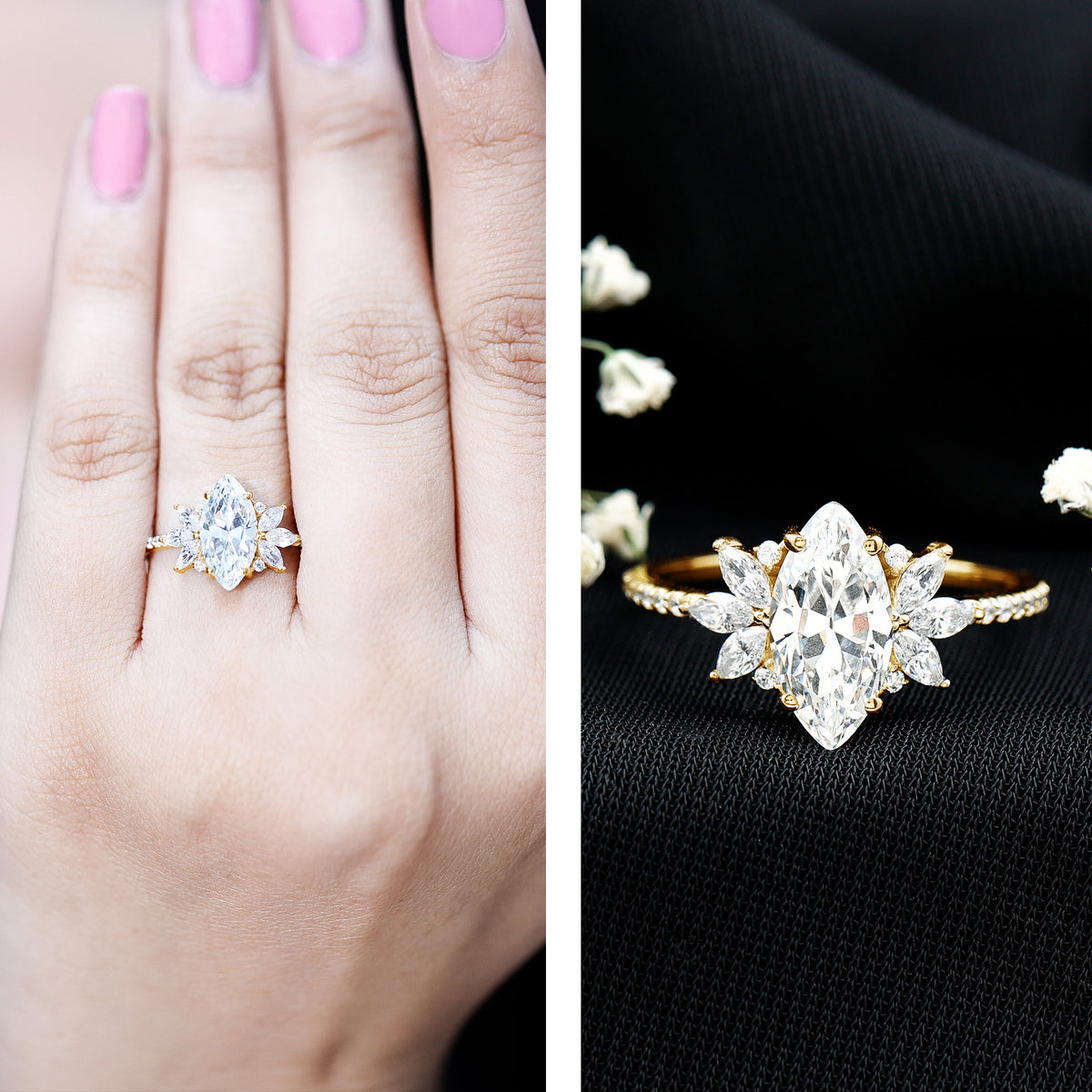 IGI Certified Marquise Cut Lab Created Diamond 2 Carat Engagement Ring for Women Lab - ( E-VS1 ) - Rosec Jewels