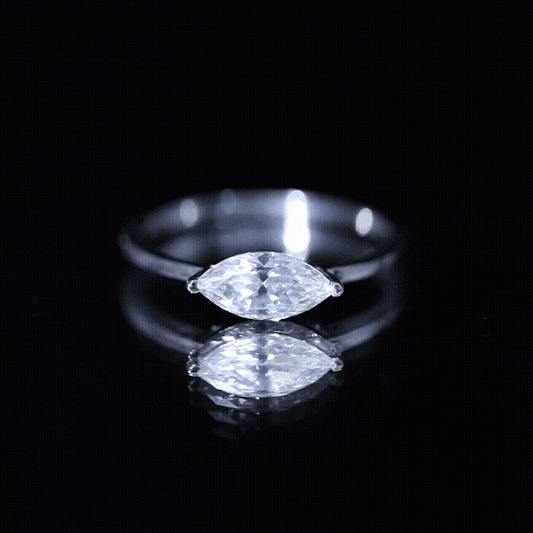 Rosec Jewels-East West Marquise Cut 1 Carat Lab Grown Diamond Solitaire Ring
