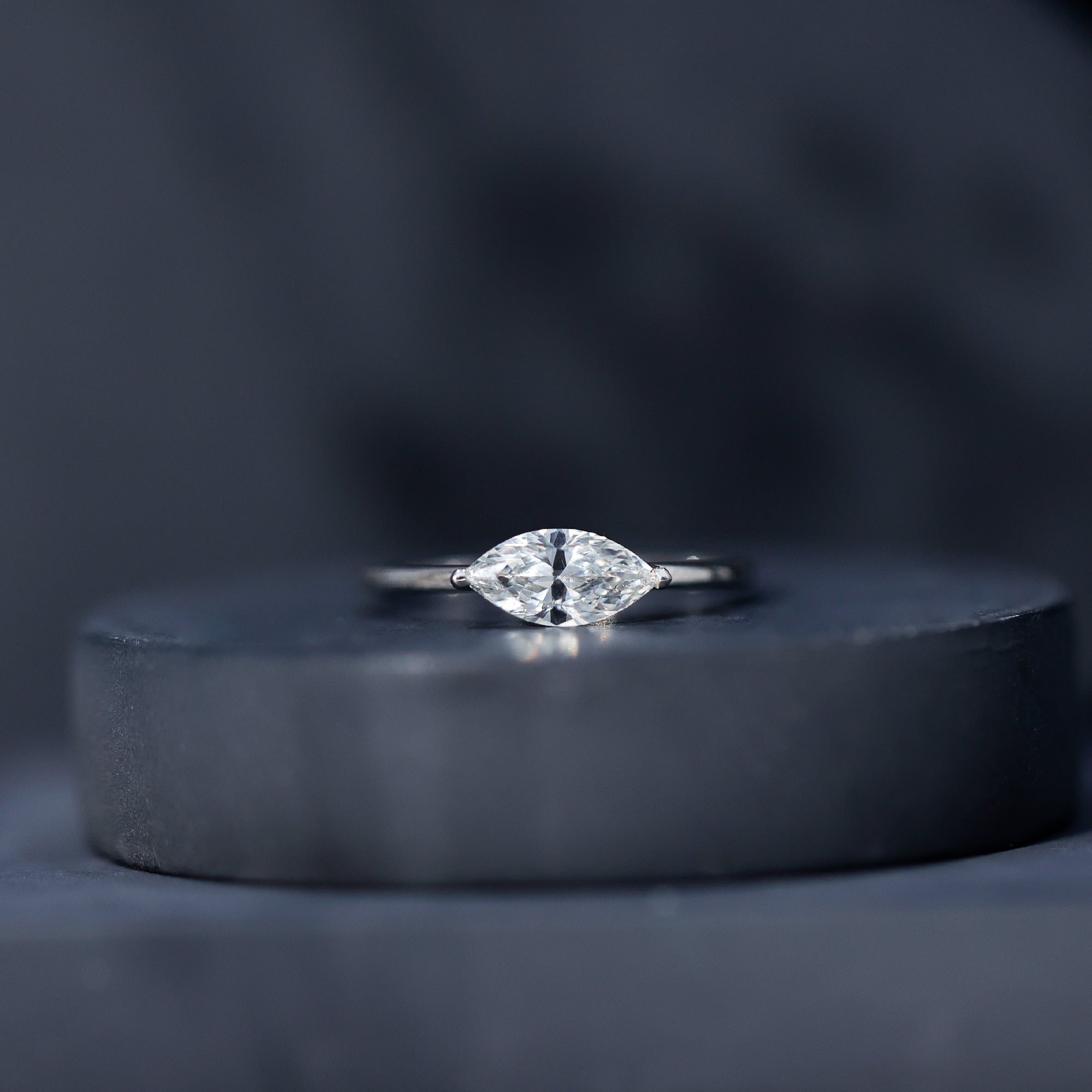 Rosec Jewels-East West Marquise Cut 1 Carat Lab Grown Diamond Solitaire Ring