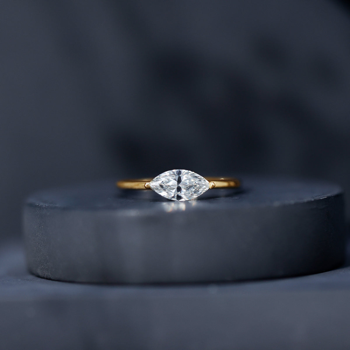 Marquise Cut 1 Carat Lab Grown Diamond East West Ring with IGI Certificate Lab - ( E-VS1 ) - Rosec Jewels