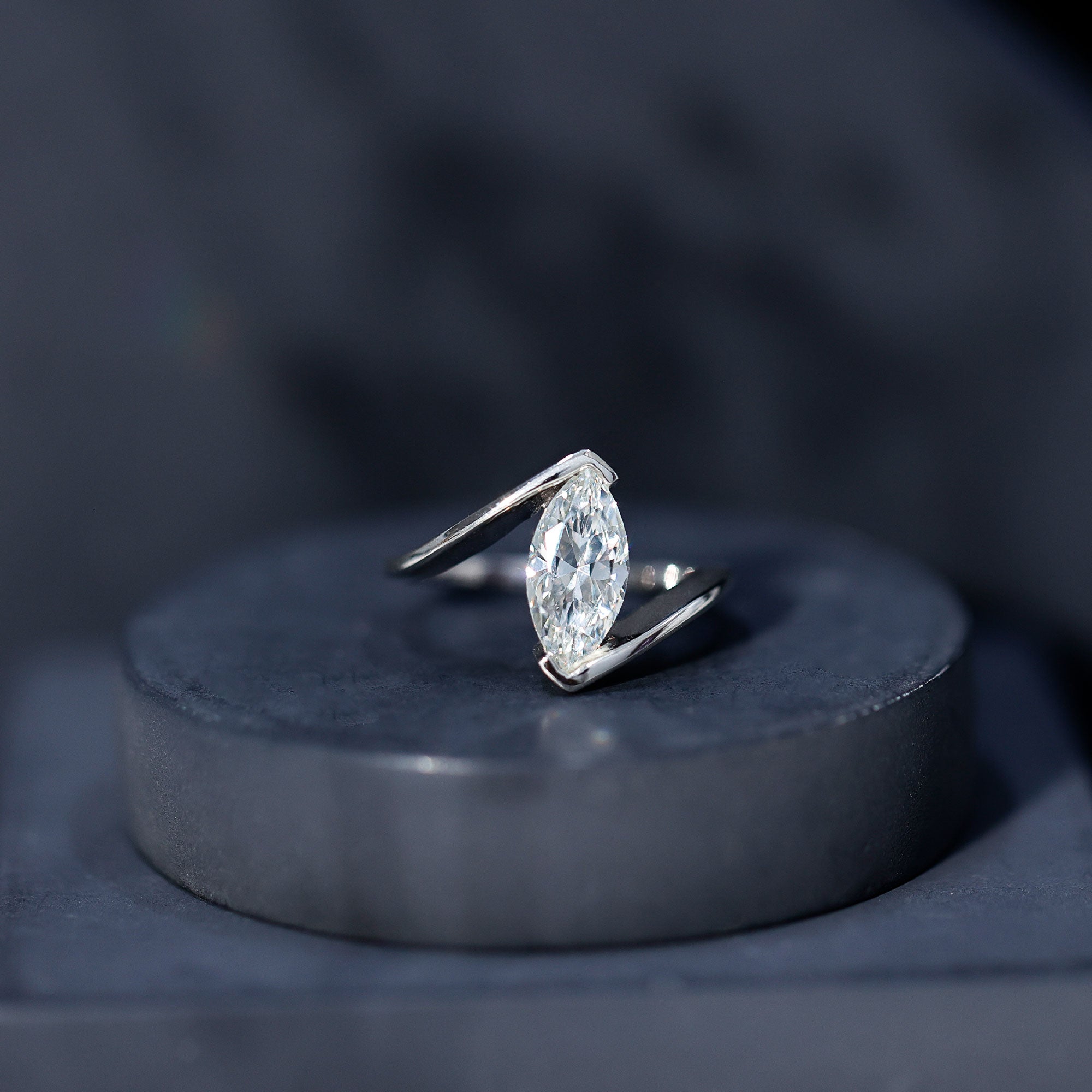 Rosec Jewels-Marquise Cut 2 Carat Lab Grown Diamond Engagement Ring