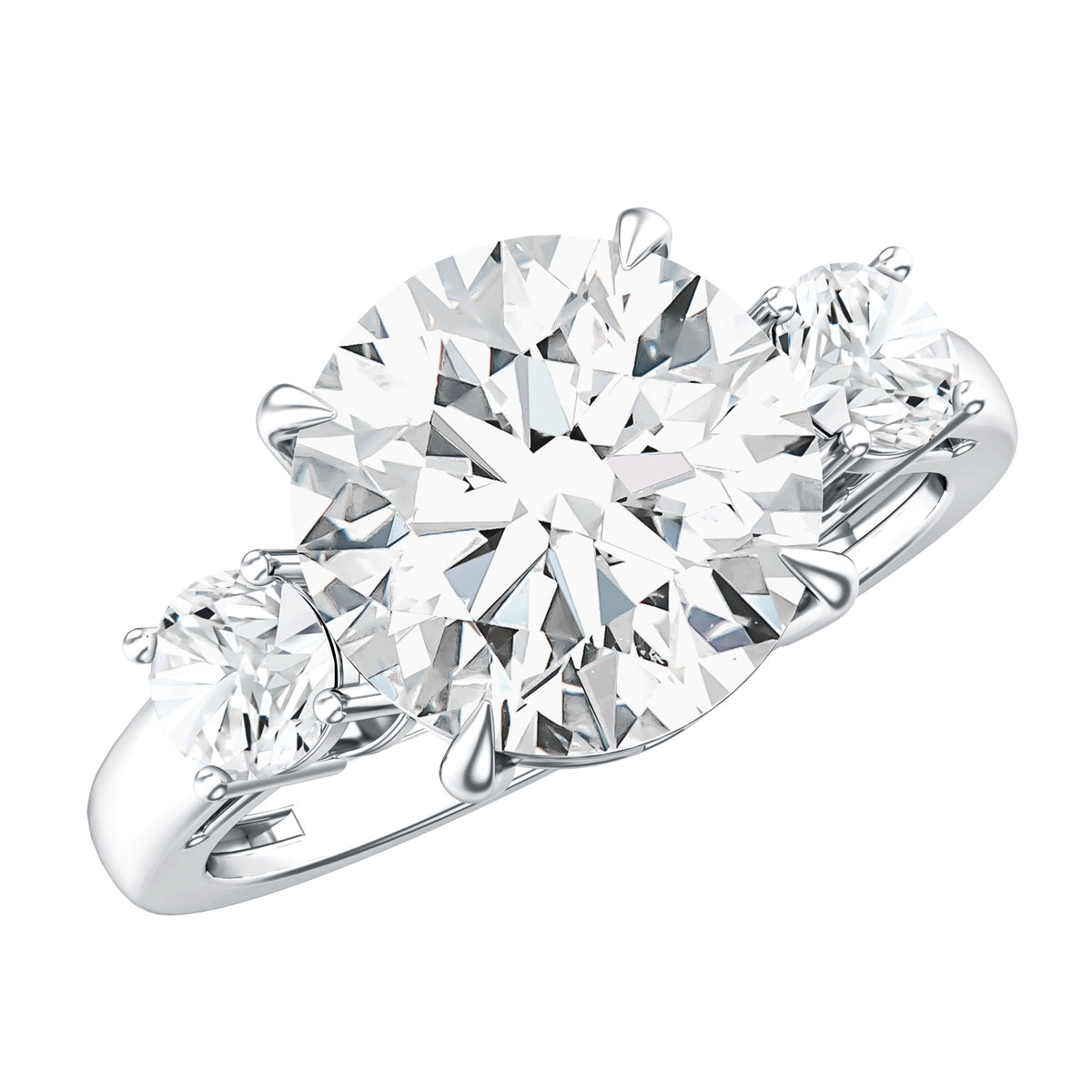Rosec Jewels-4 Carat Lab Grown Diamond Three Stone Engagement Ring IGI Certified
