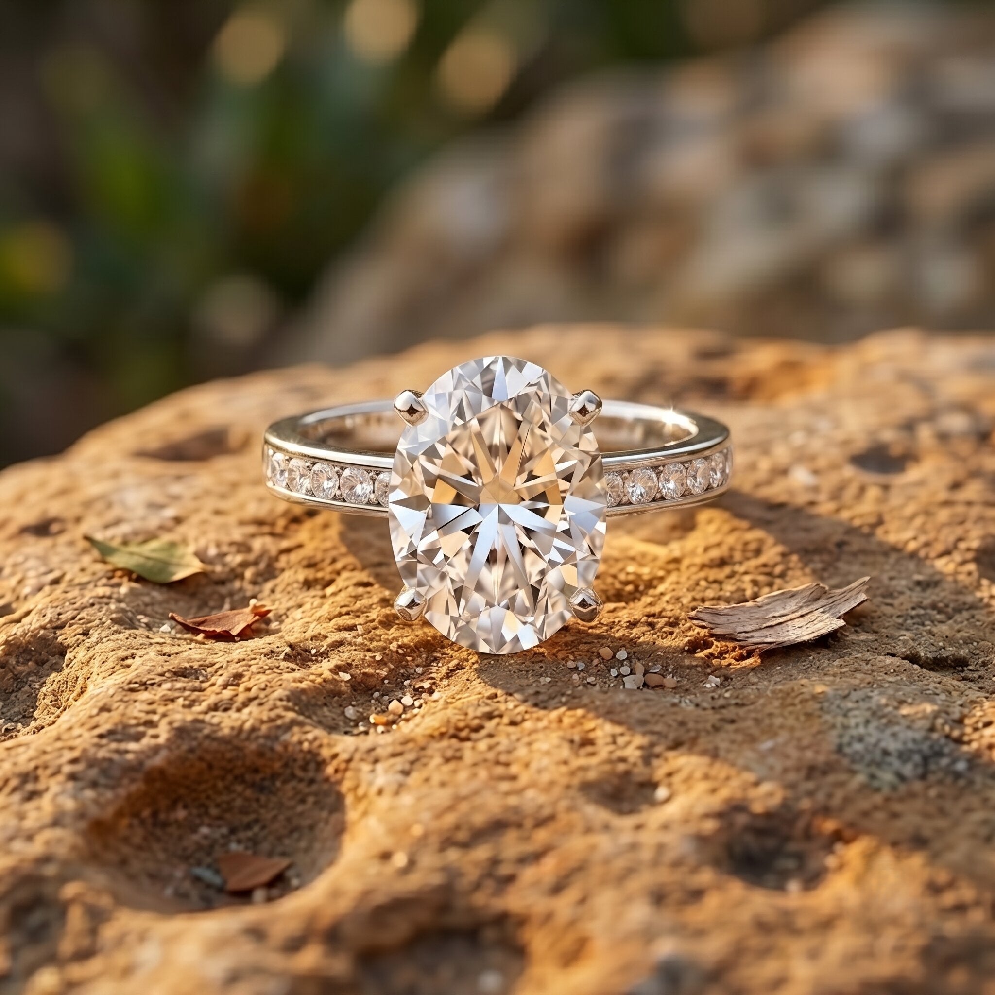 Oval Cut 5 Carat Lab Grown Diamond Big Engagement Ring with IGI Certificate Lab - ( E-VS1 ) - Rosec Jewels