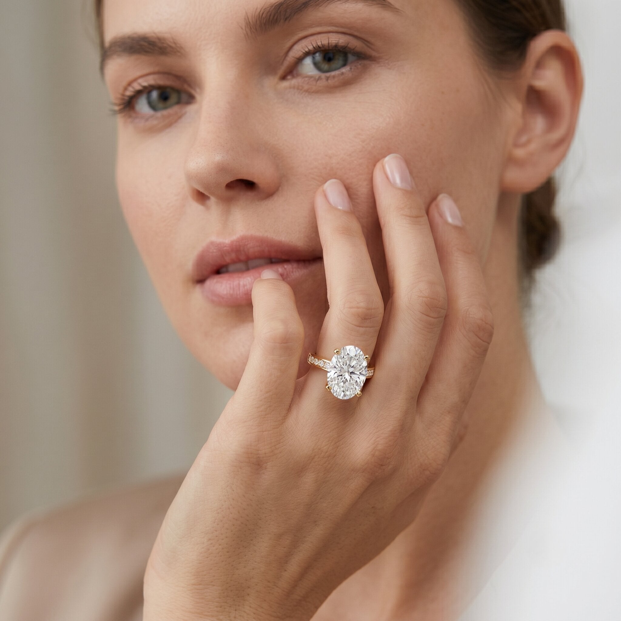 Oval Cut 5 Carat Lab Grown Diamond Big Engagement Ring with IGI Certificate Lab - ( E-VS1 ) - Rosec Jewels