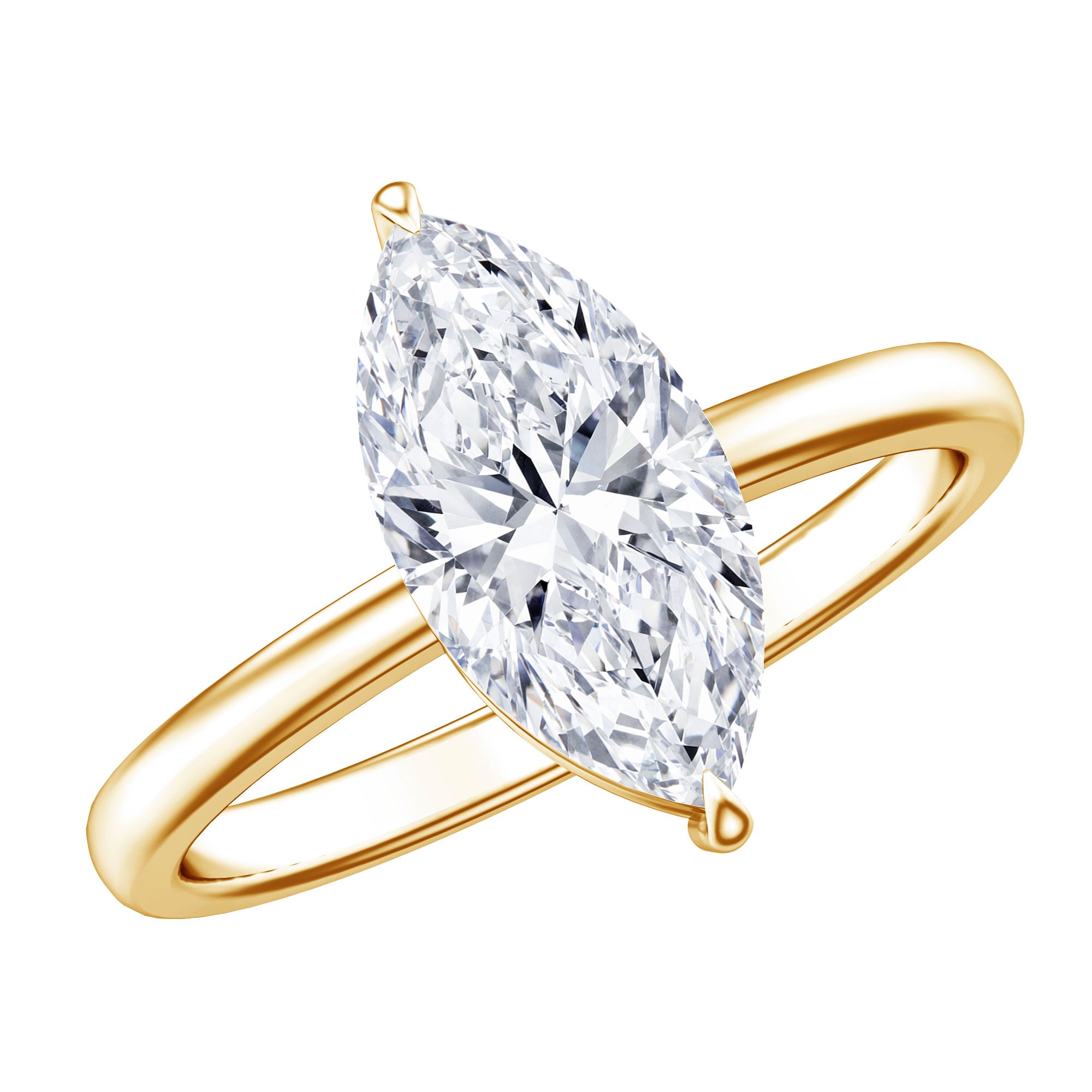 Rosec Jewels-IGI Certified Marquise Cut Lab Created Diamond Solitaire Engagement Ring 2 Carat