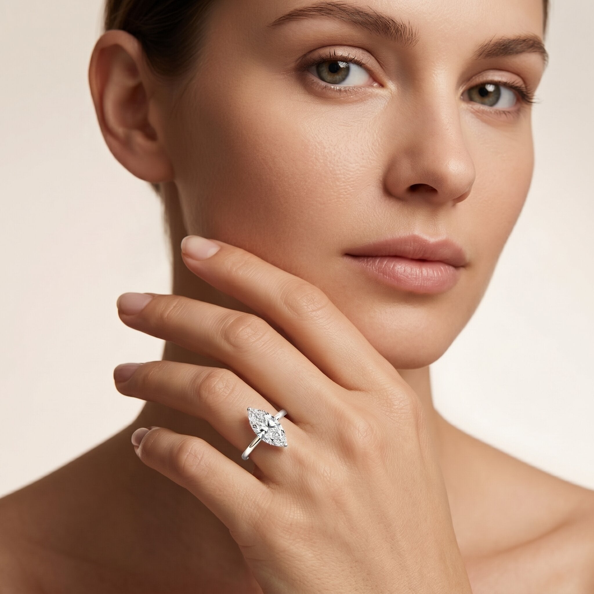 IGI Certified Lab Grown 1 Carat Diamond Marquise Engagement Ring Solitaire Lab - ( E-VS1 ) - Rosec Jewels