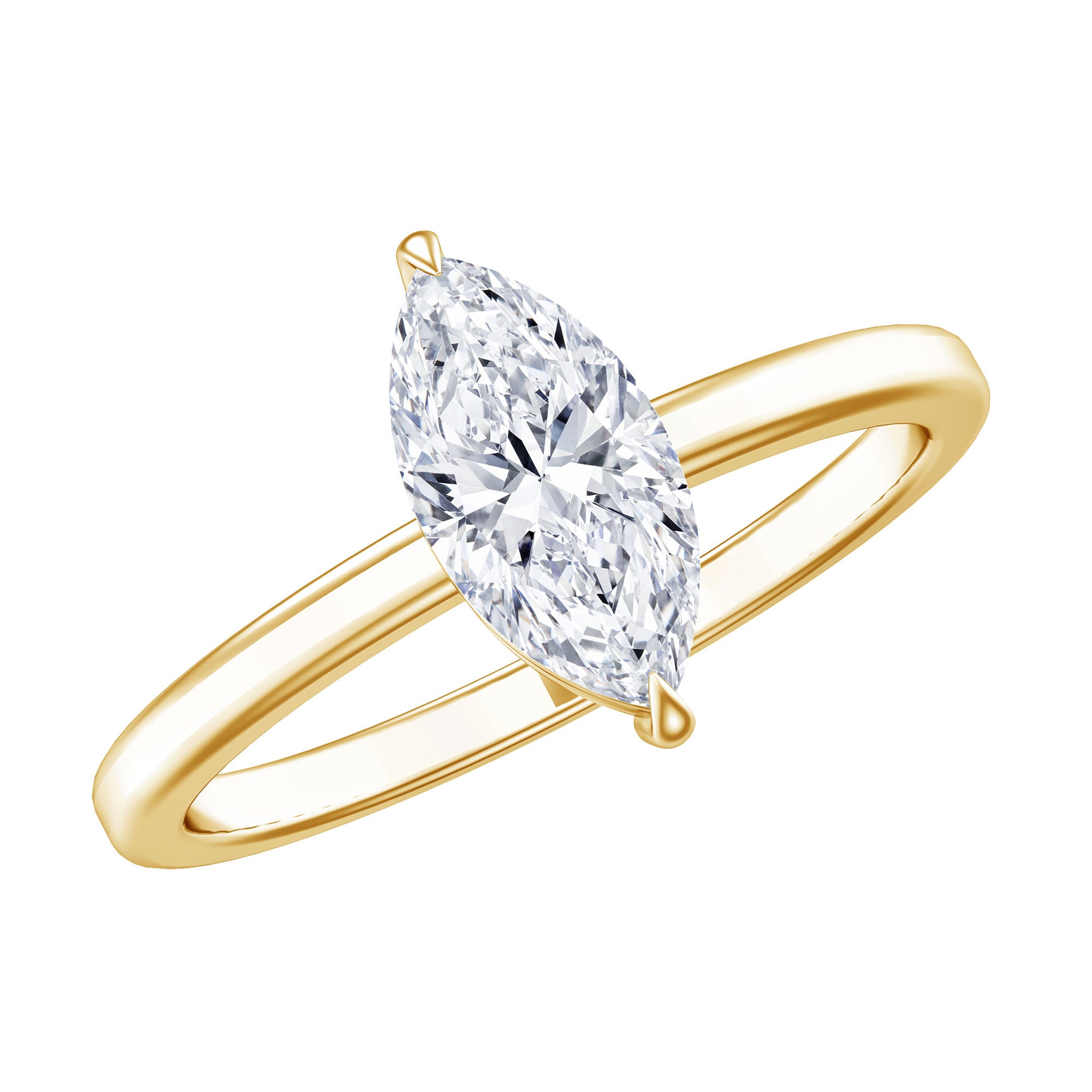 Rosec Jewels-IGI Certified Lab Grown 1 Carat Diamond Marquise Engagement Ring Solitaire