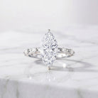 IGI Certified Lab Grown Diamond 3 Carat Marquise Engagement Ring with Spaced Accent Lab - ( E-VS1 ) - Rosec Jewels