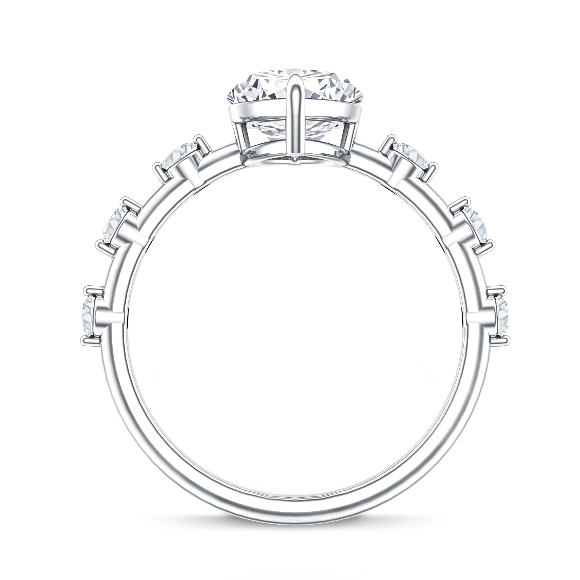 Rosec Jewels-IGI Certified Lab Grown Diamond 3 Carat Marquise Engagement Ring with Spaced Accent
