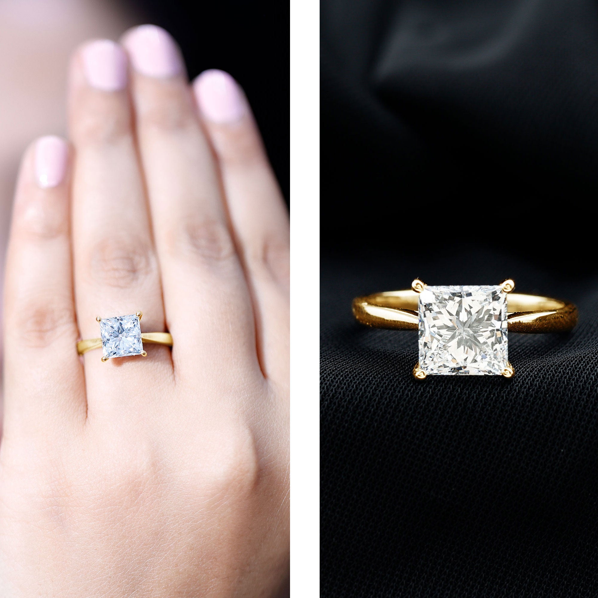IGI Certified Lab Grown 3 Carat Diamond Princess Cut Engagement Ring Solitaire Lab - ( E-VS1 ) - Rosec Jewels