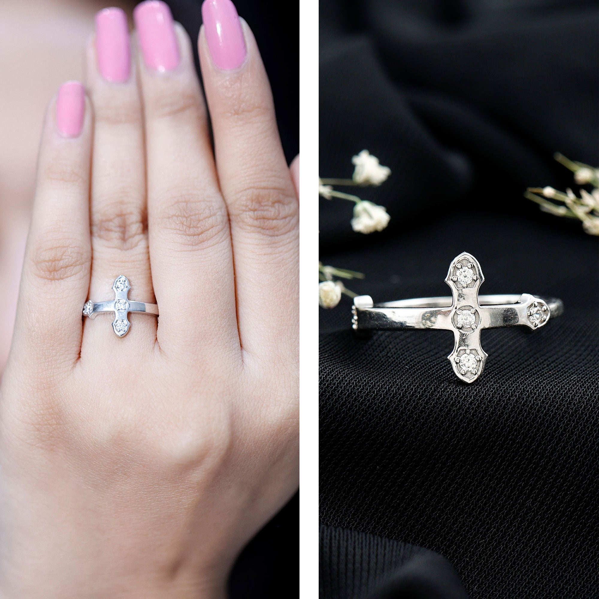 Rosec Jewels-Certified Lab Grown Diamond Cross Ring