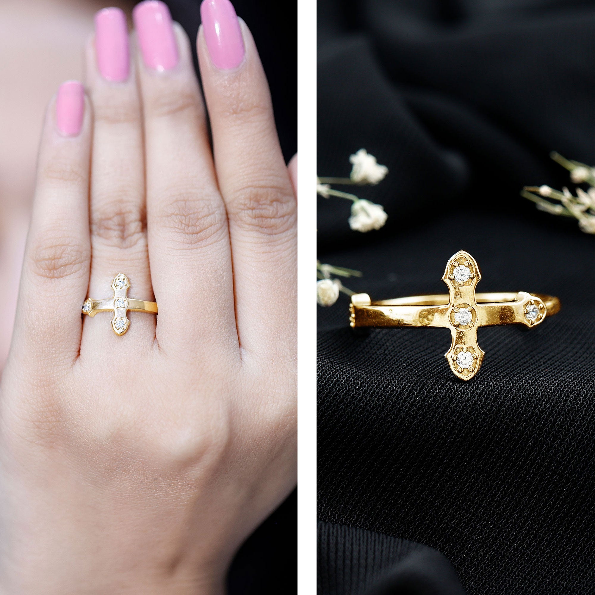 Rosec Jewels-Certified Lab Grown Diamond Cross Ring