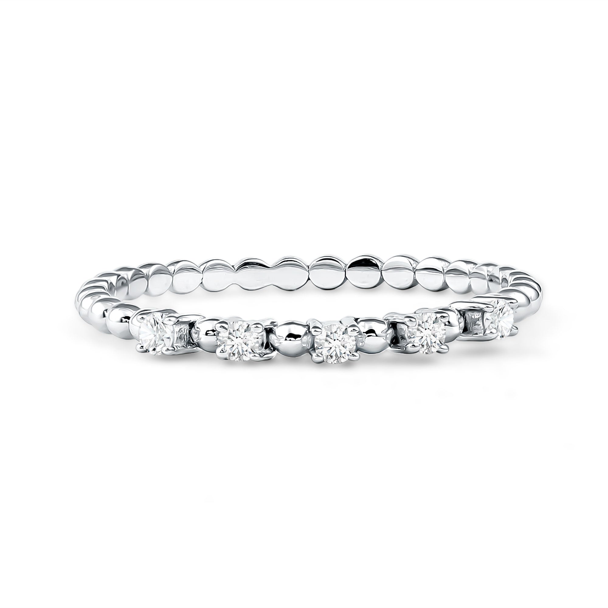 Rosec Jewels-Minimalist Lab Grown Diamond Stacking Ring with Beaded Detail