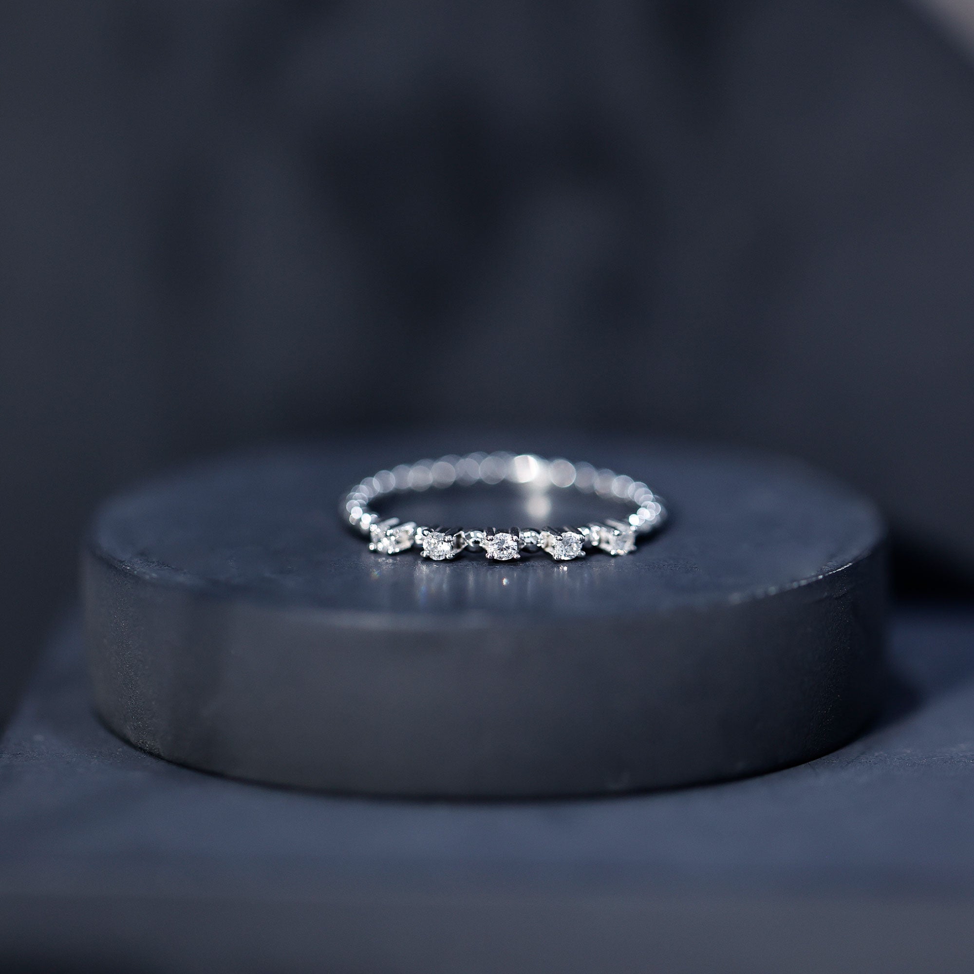 Rosec Jewels-Minimalist Lab Grown Diamond Stacking Ring with Beaded Detail