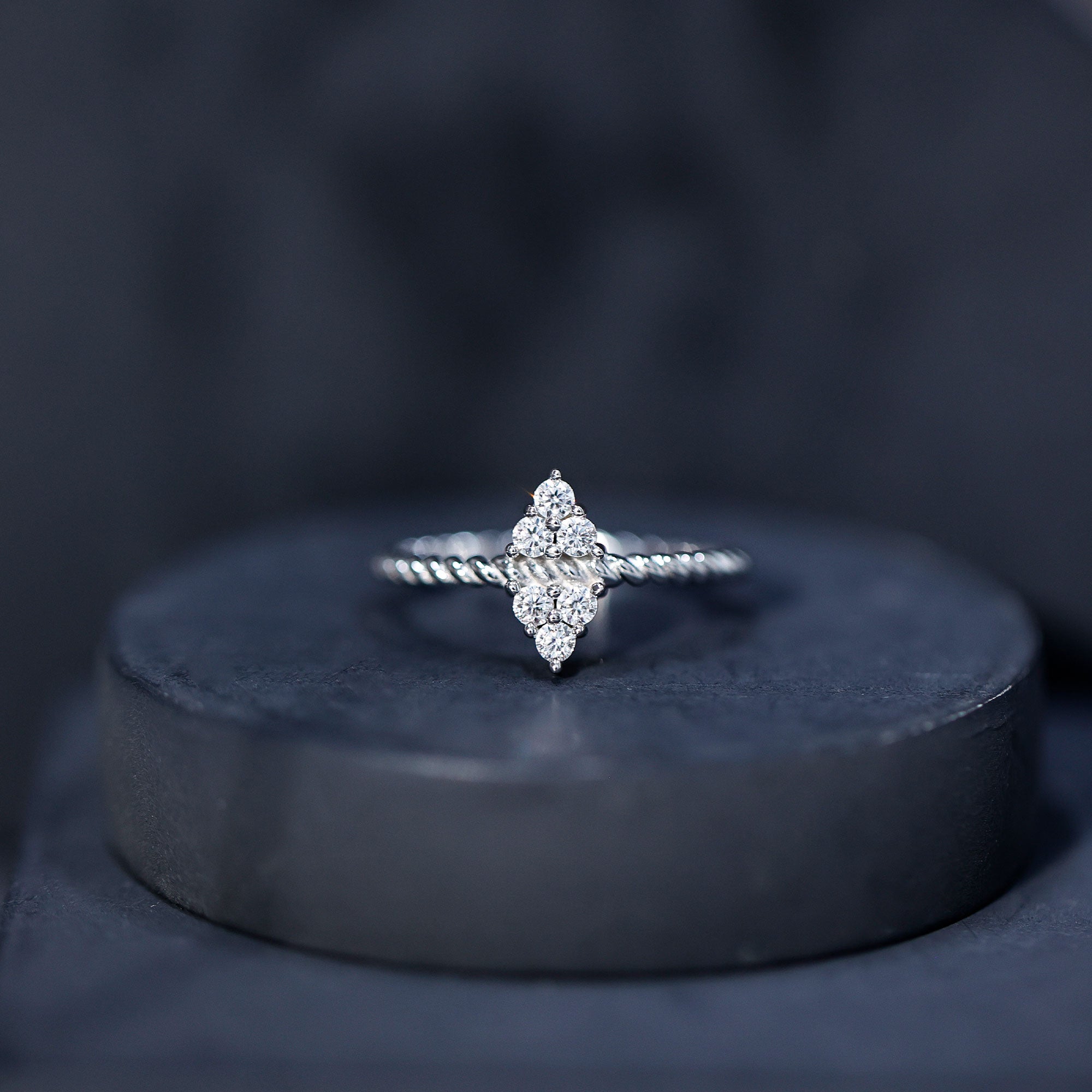 Rosec Jewels-Twin Triangle Lab Grown Diamond Engagement Ring with Twisted Band
