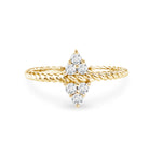 Rosec Jewels-Twin Triangle Lab Grown Diamond Engagement Ring with Twisted Band