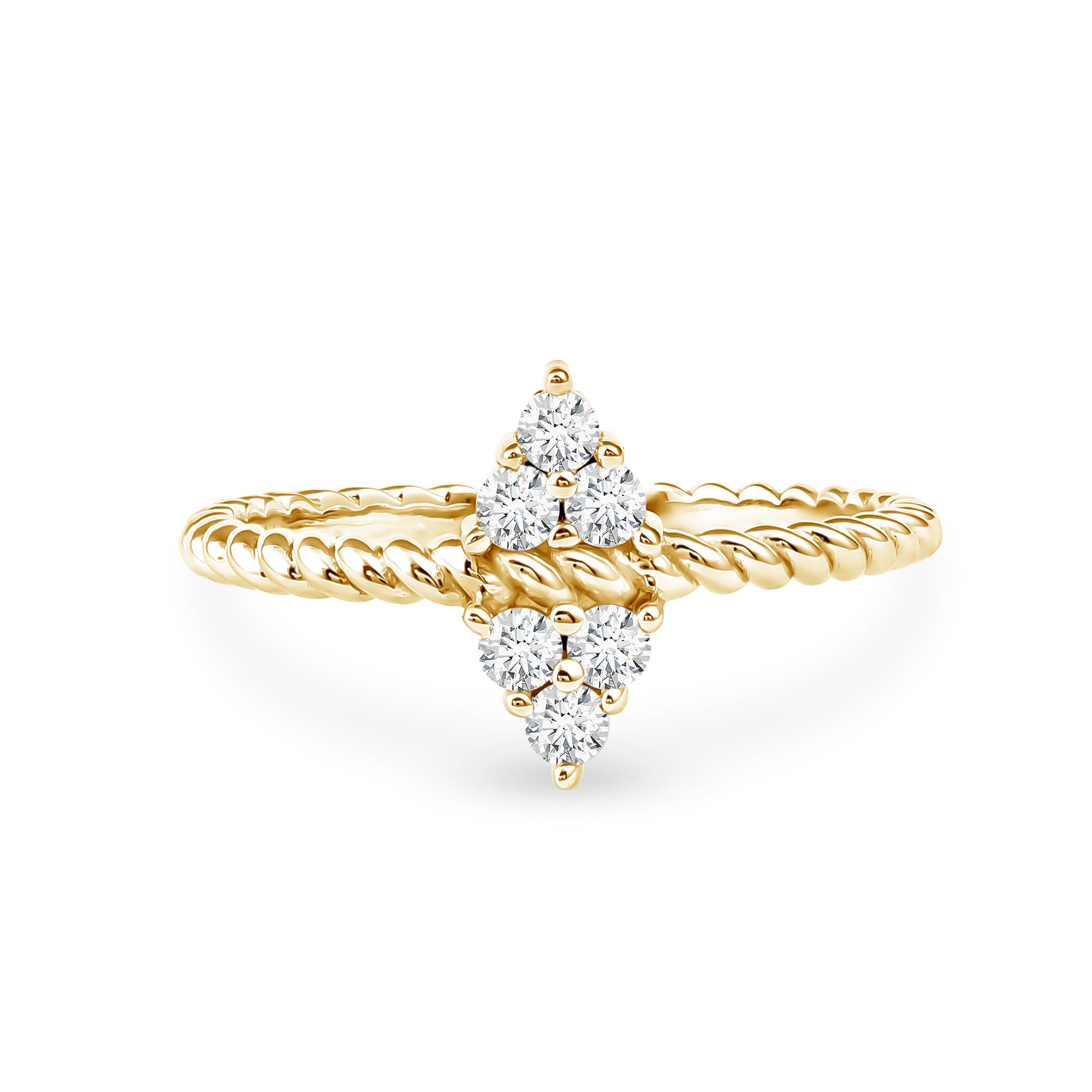 Rosec Jewels-Twin Triangle Lab Grown Diamond Engagement Ring with Twisted Band