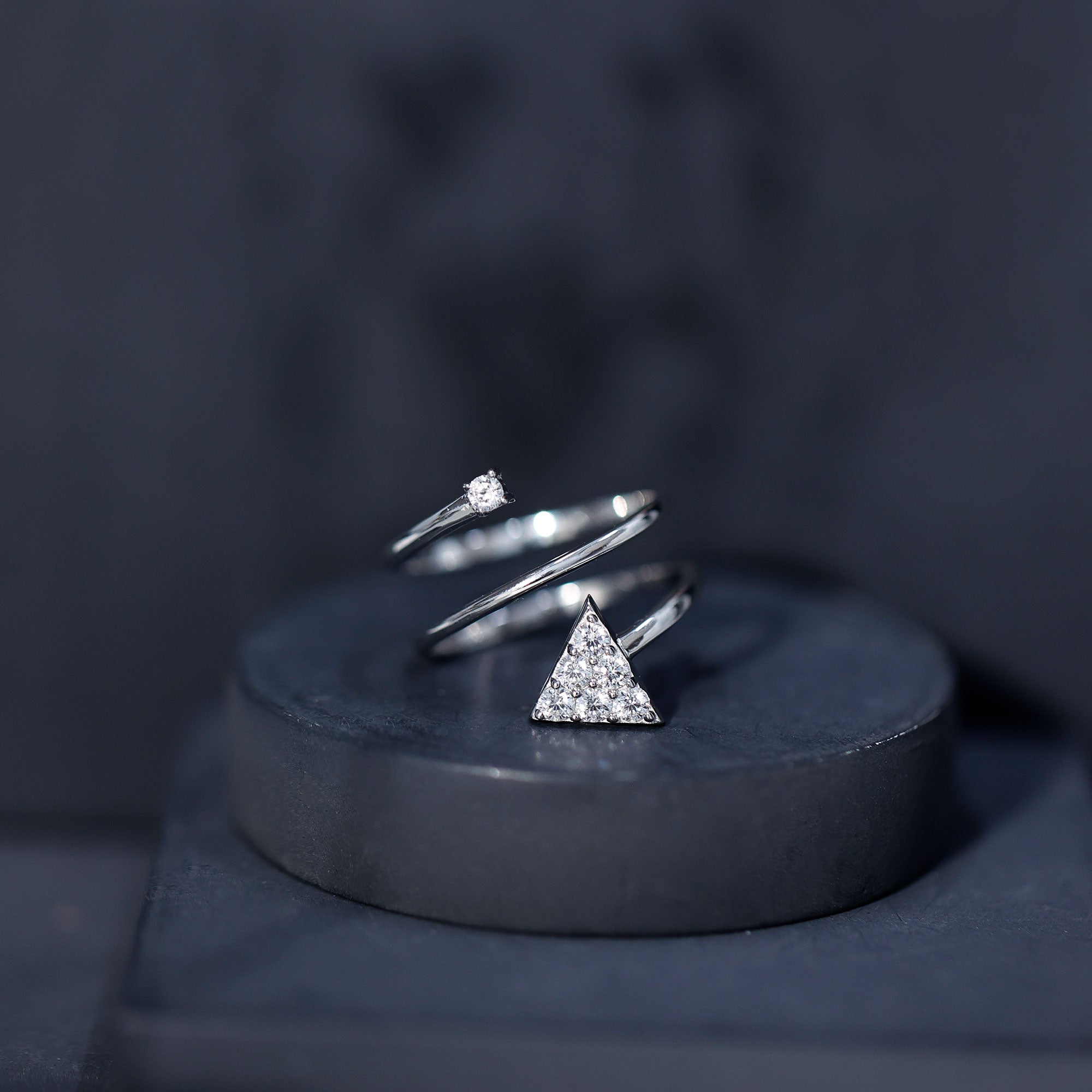 Rosec Jewels-Arrow Shape Spiral Lab Created Diamond Wrap Ring with Certificate