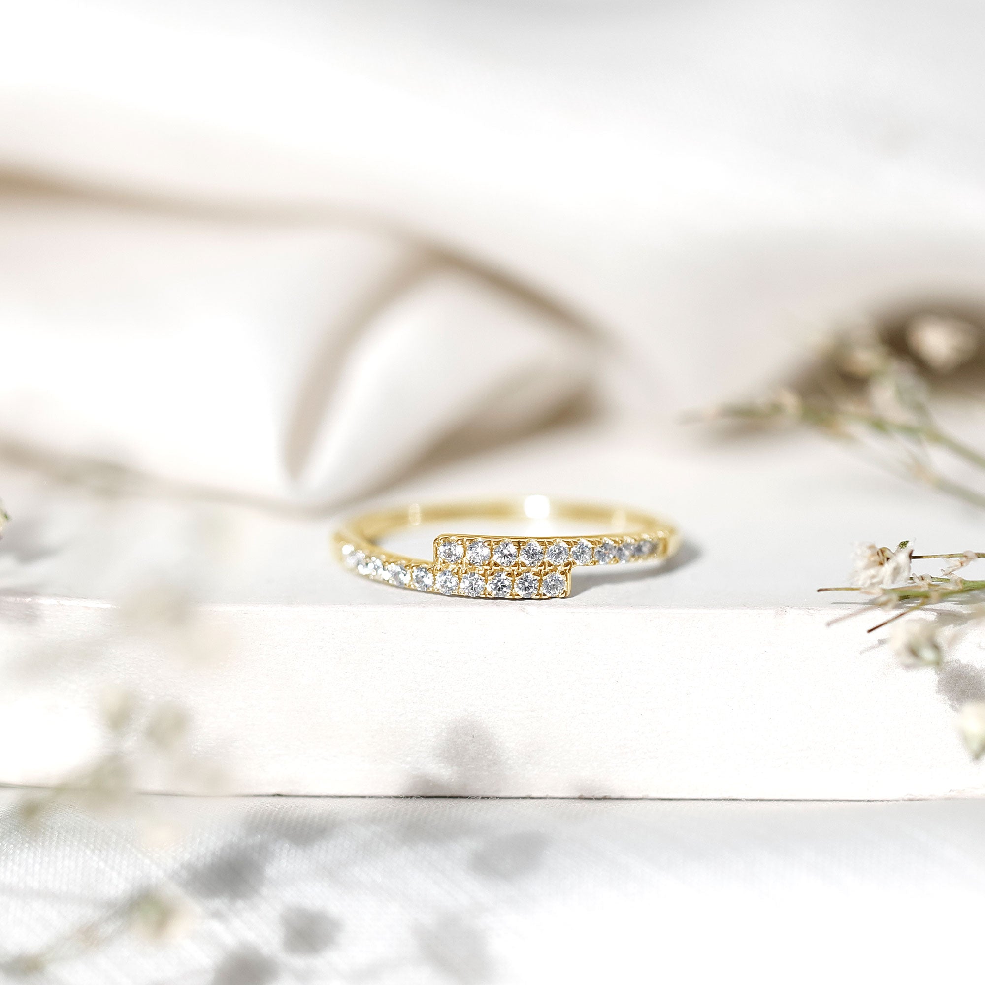Rosec Jewels-Lab Grown Diamond Half Eternity Stackable Ring in Bypass Style