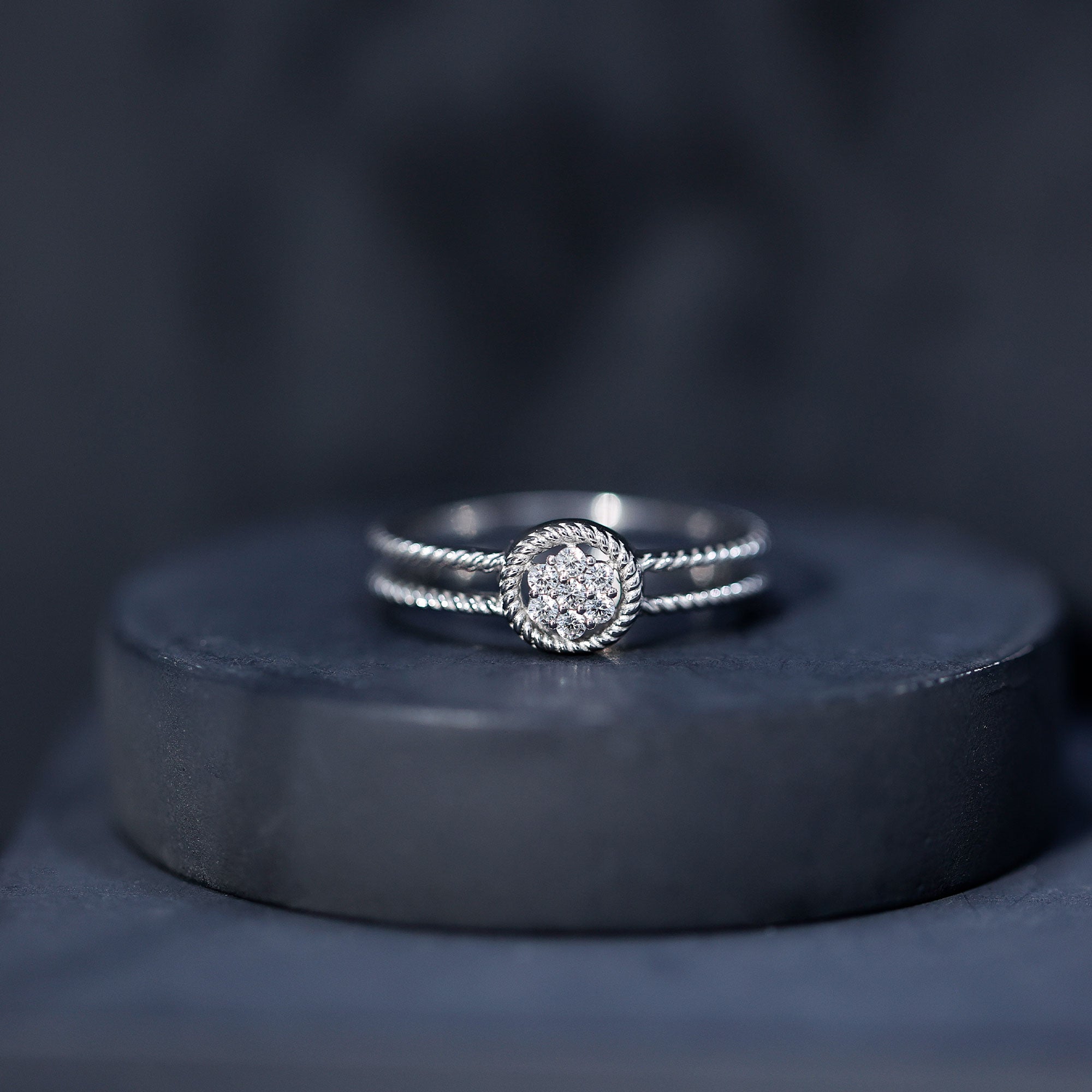 Rosec Jewels-Certified Lab Grown Diamond Flower Promise Ring with Double Band Shank