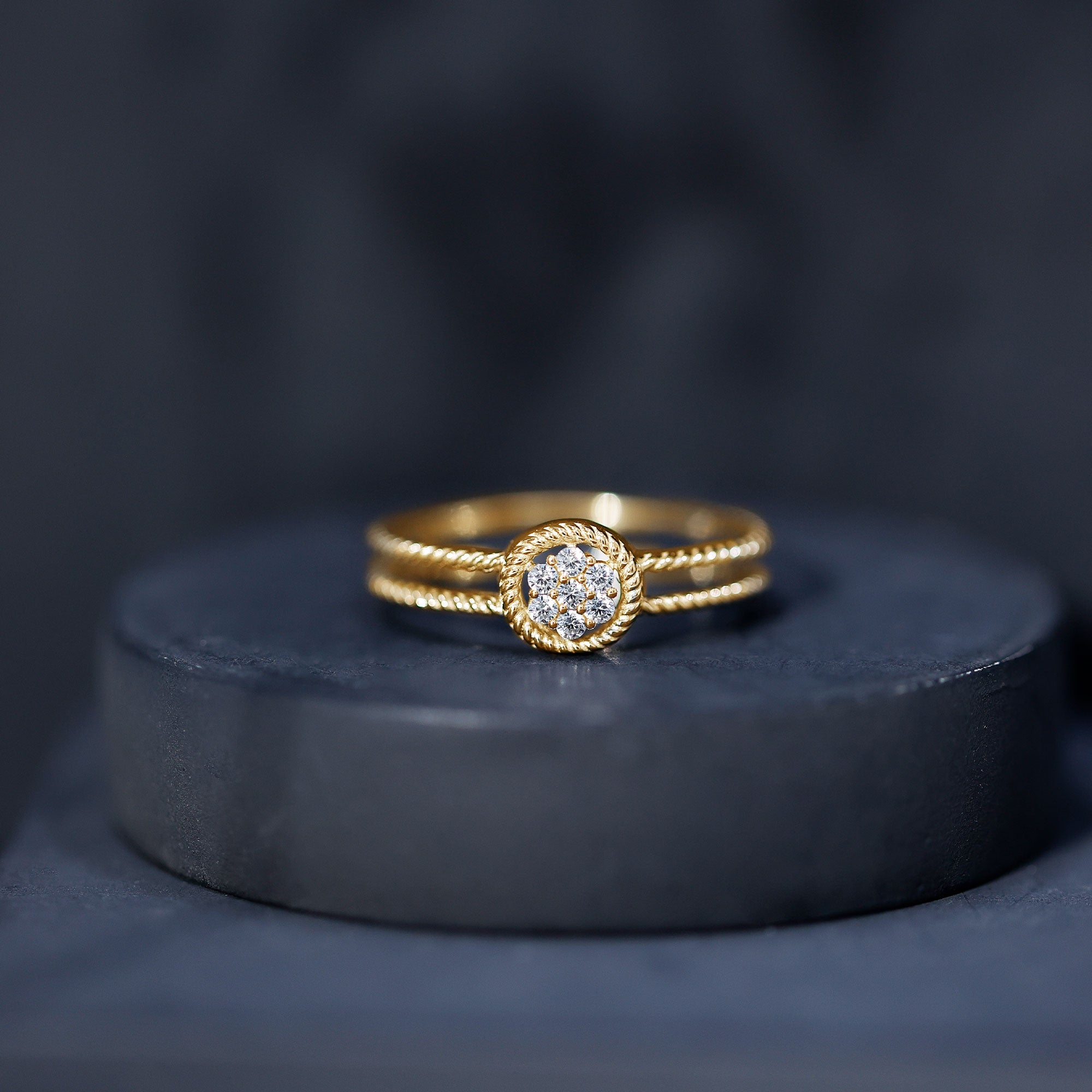 Rosec Jewels-Certified Lab Grown Diamond Flower Promise Ring with Double Band Shank