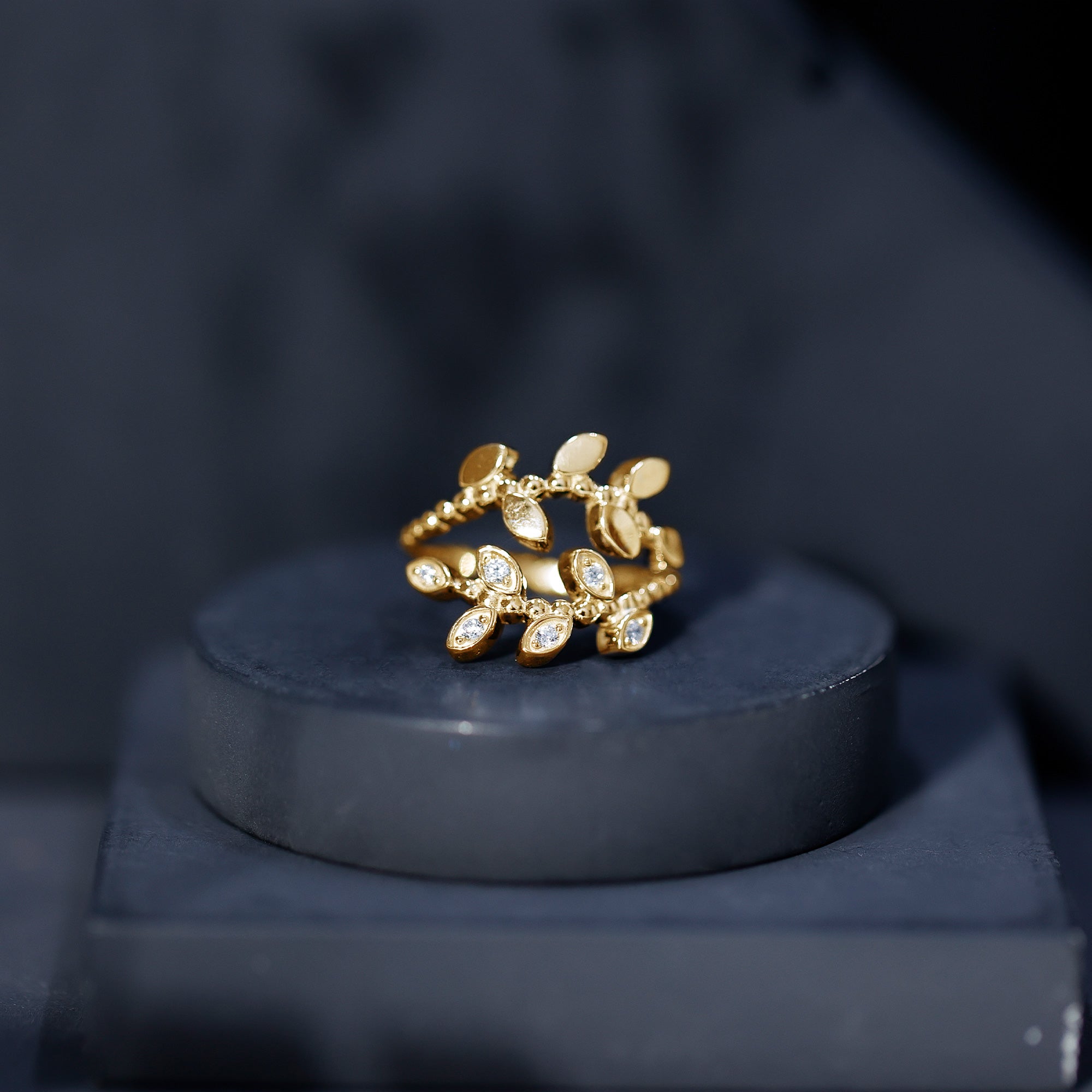 Nature Inspired Lab Grown Diamond Leaf Wrap Ring with Certificate Lab - ( EF-VS ) - Rosec Jewels
