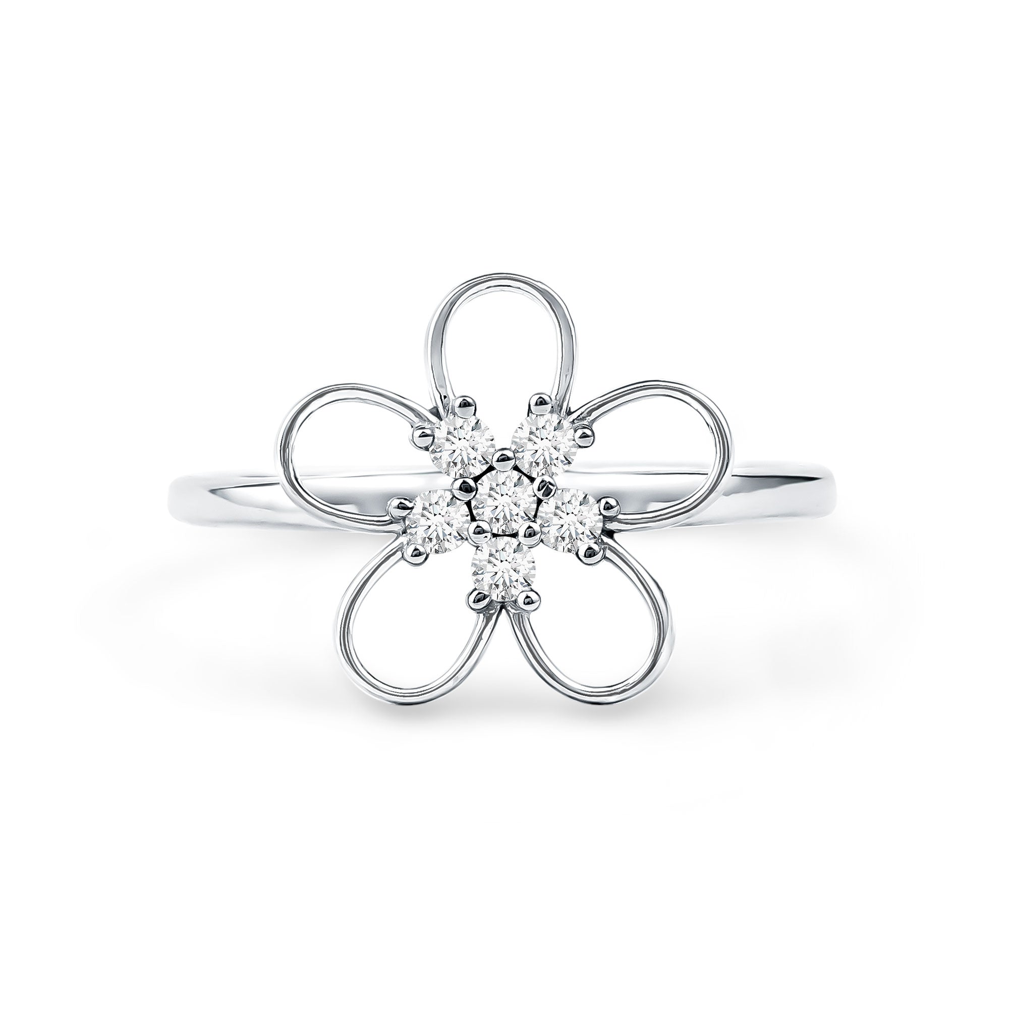 Rosec Jewels-Lab Grown Certified Diamond Flower Engagement Ring for Women
