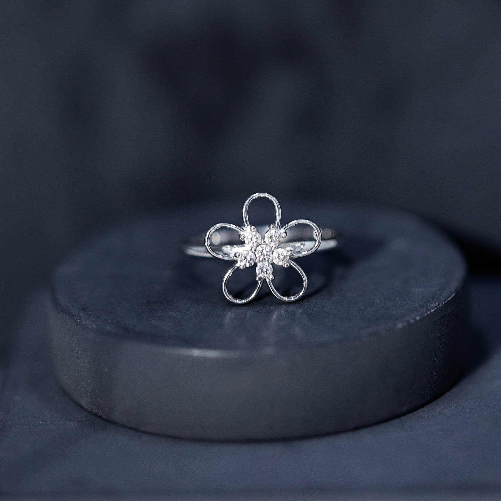 Lab Grown Certified Diamond Flower Engagement Ring for Women Lab - ( EF-VS ) - Rosec Jewels