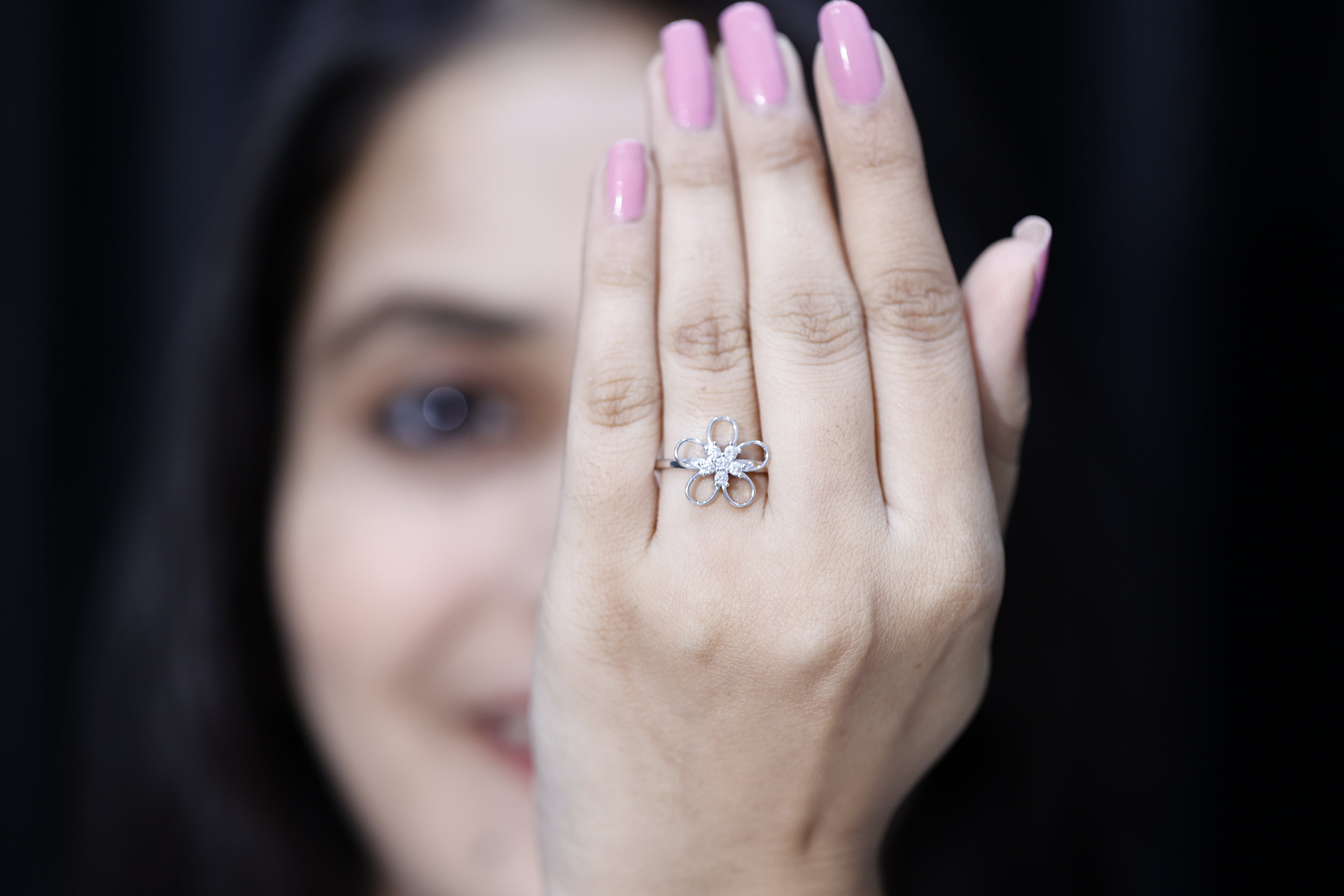 Rosec Jewels-Lab Grown Certified Diamond Flower Engagement Ring for Women