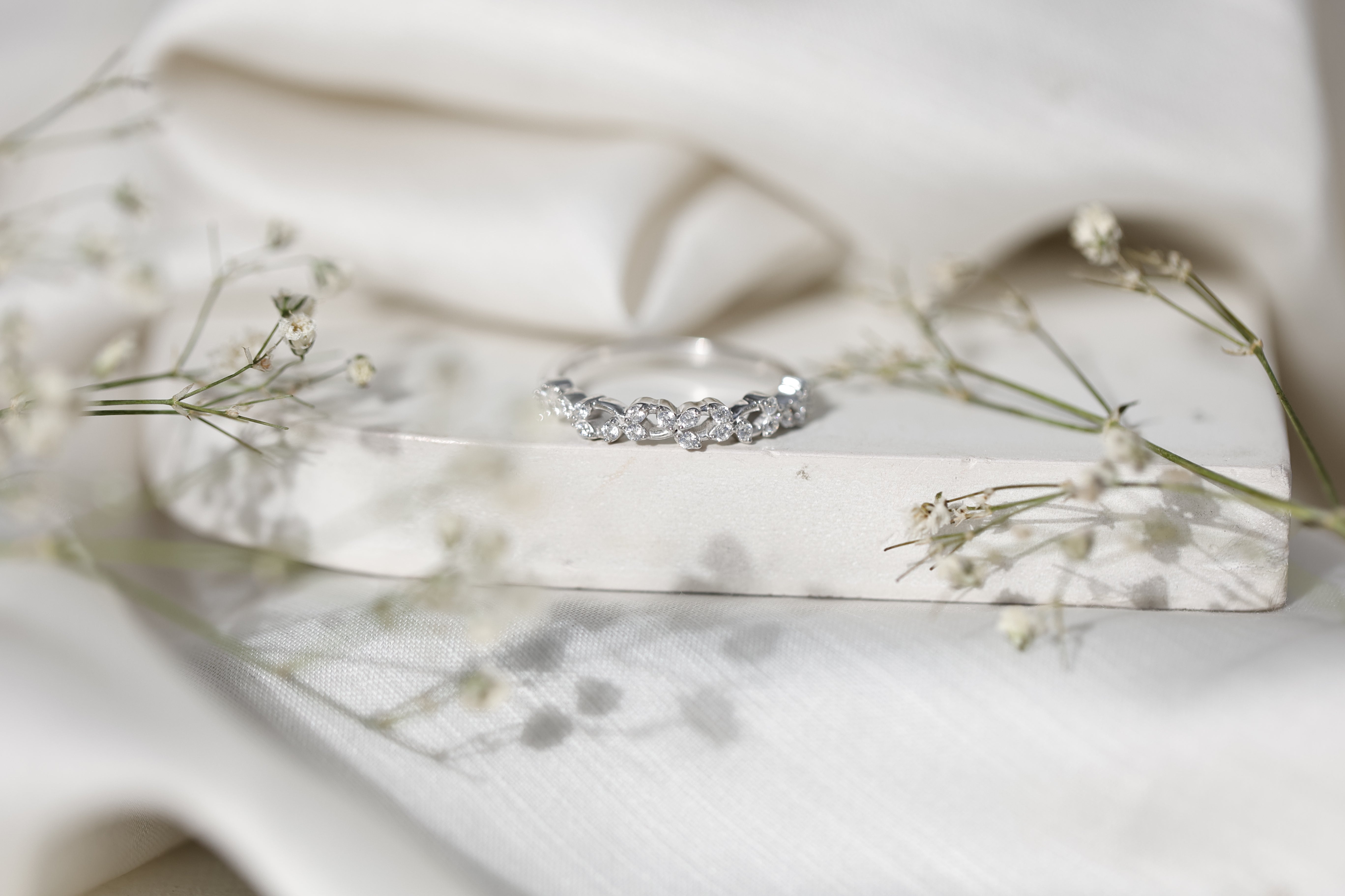 Rosec Jewels-Lab Grown Diamond Leaf Half Eternity Ring with Certificate