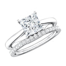 Rosec Jewels-IGI Certified 1 Carat Princess Cut Lab Grown Diamond Solitaire Bridal Ring Set