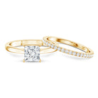 Rosec Jewels-IGI Certified 1 Carat Princess Cut Lab Grown Diamond Solitaire Bridal Ring Set