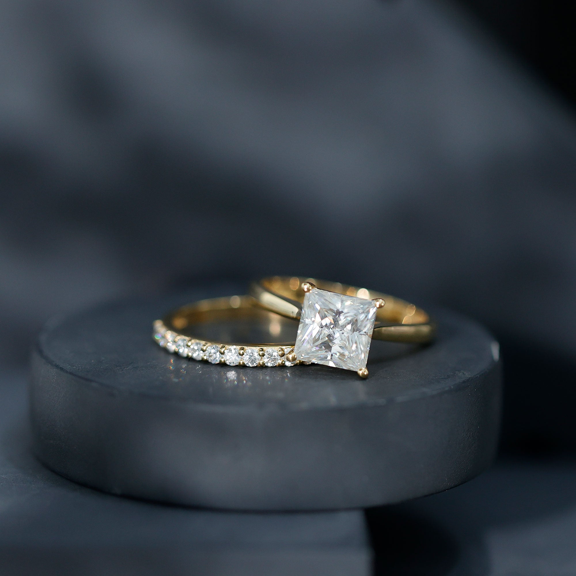 Rosec Jewels-IGI Certified 3 Carat Lab Grown Diamond Princess Cut Wedding Ring Set for Women