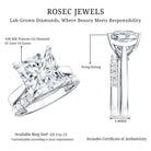 Rosec Jewels-IGI Certified 4 Carat Princess Cut Lab Grown Diamond Solitaire Wedding Ring Set