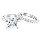 Rosec Jewels-IGI Certified 4 Carat Princess Cut Lab Grown Diamond Solitaire Wedding Ring Set