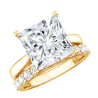 Rosec Jewels-IGI Certified 4 Carat Princess Cut Lab Grown Diamond Solitaire Wedding Ring Set