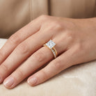 IGI Certified 4 Carat Princess Cut Lab Grown Diamond Solitaire Wedding Ring Set Lab - ( E-VS1 ) - Rosec Jewels